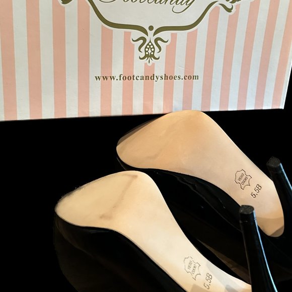 Footcandy Peep Toe Platform Pump Lover 5.5 Black Patent - Picture 4 of 4